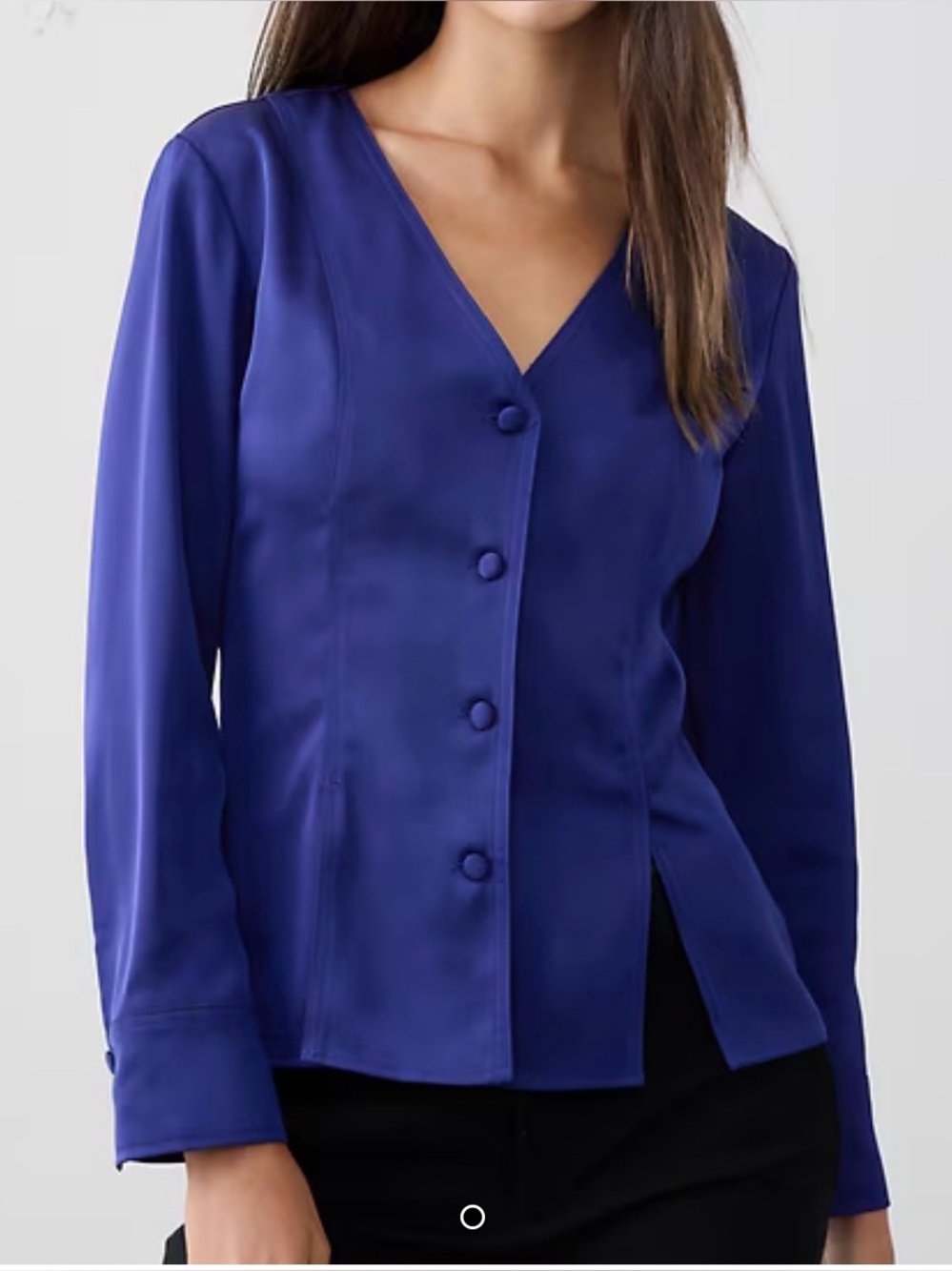 Banana Republic SILKY SEAMED SLIT BLOUSE Sz 4 Blue NWT